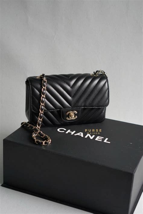 chanel mini rectangular black chevron